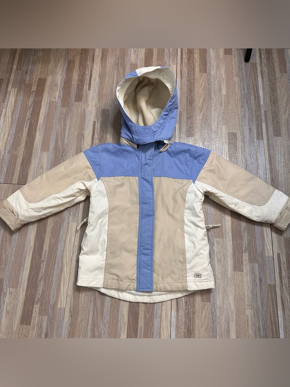 GAP Kids Colorblock Hooded Ski Jacket in Beige, Cream & Light Blue Youth XS (4)